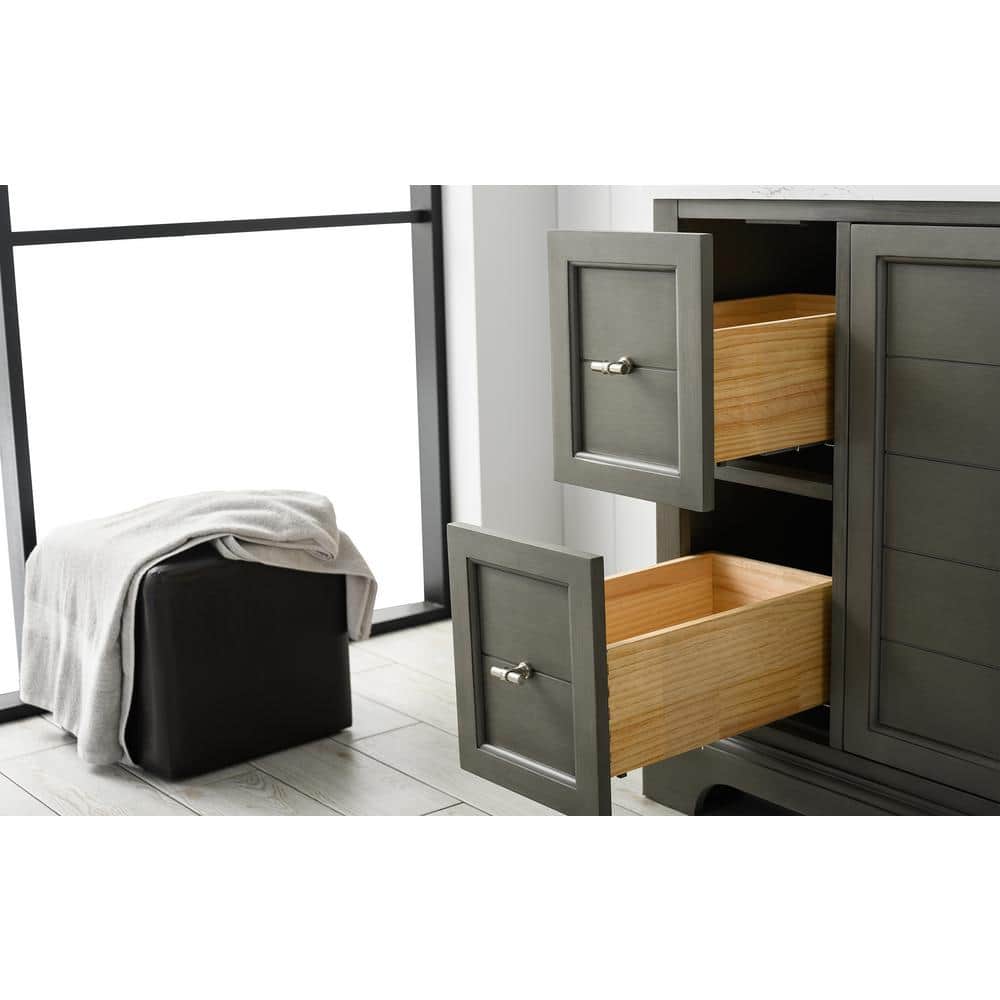 Vanity Art Chambery 48 in. W x 22 in. D x 34.5 in. H Bathroom Vanity in Silver Grey with Engineered Marble Top