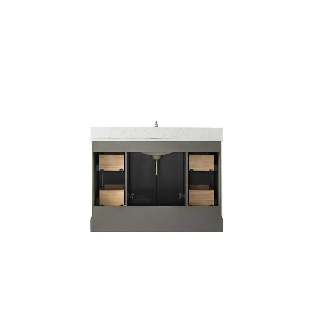 Vanity Art Chambery 48 in. W x 22 in. D x 34.5 in. H Bathroom Vanity in Silver Grey with Engineered Marble Top