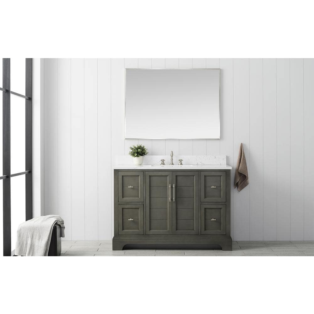 Vanity Art Chambery 48 in. W x 22 in. D x 34.5 in. H Bathroom Vanity in Silver Grey with Engineered Marble Top