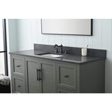 Vanity Art Laval 60 in. W x 22 in. D x 34 in. H Single Sink Freestanding Bathroom Vanity in Vintage Green with Stone Top in Black