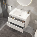 Vanity Art Annecy 24 in. W x 18.5 in. D x 20 in. H Bathroom Wall Hung Vanity in White with Single Basin Vanity Top in White Resin