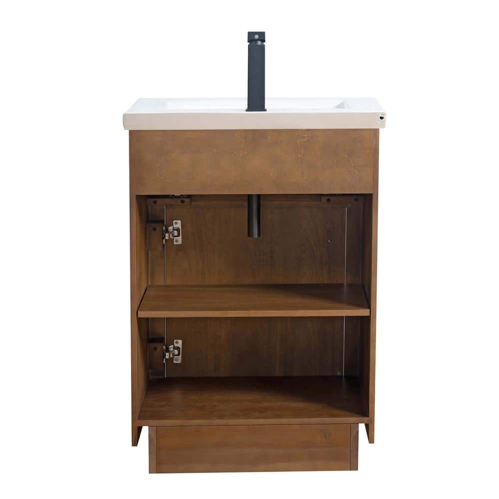 Vanity Art 24 in. W x 18.5 in. D x 34 in. H Single Sink Bathroom Vanity in Tan with Ceramic Top in White