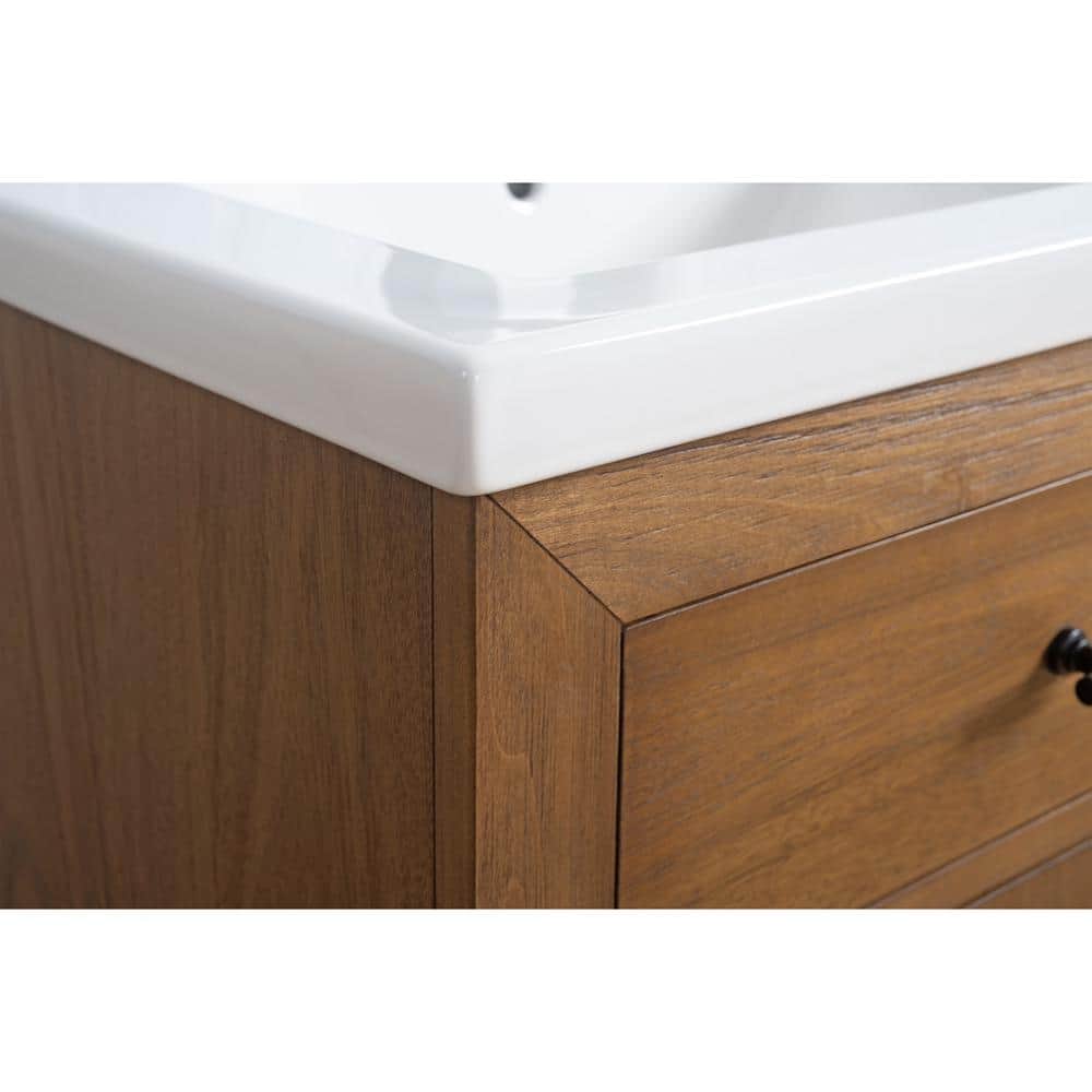 Vanity Art 24 in. W x 18.5 in. D x 34 in. H Single Sink Bathroom Vanity in Tan with Ceramic Top in White