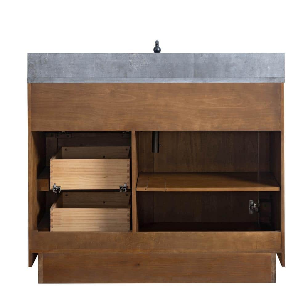 Vanity Art 42 in. W x 21.5 in. D x 34 in. H Single Sink Bathroom Vanity in Tan with Black Limestone Top