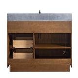 Vanity Art 42 in. W x 21.5 in. D x 34 in. H Single Sink Bathroom Vanity in Tan with Black Limestone Top