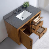 Vanity Art 42 in. W x 21.5 in. D x 34 in. H Single Sink Bathroom Vanity in Tan with Black Limestone Top