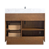 Vanity Art 42 in. W x 21.5 in. D x 34 in. H Single Sink Bathroom Vanity in Tan with Arabescato White Engineered Marble Top