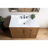 Vanity Art 42 in. W x 21.5 in. D x 34 in. H Single Sink Bathroom Vanity in Tan with Arabescato White Engineered Marble Top