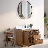 Vanity Art 42 in. W x 21.5 in. D x 34 in. H Single Sink Bathroom Vanity in Tan with Arabescato White Engineered Marble Top