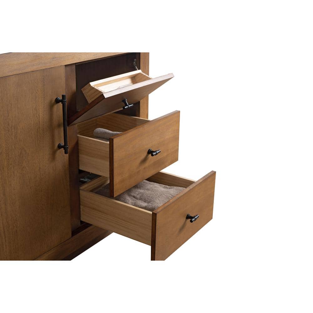 Vanity Art 42 in. W x 21.5 in. D x 34 in. H Single Sink Bathroom Vanity in Tan with Arabescato White Engineered Marble Top
