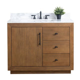 Vanity Art 42 in. W x 21.5 in. D x 34 in. H Single Sink Bathroom Vanity in Tan with Arabescato White Engineered Marble Top