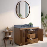 Vanity Art 48 in. W x 21.5 in. D x 34 in. H Single Sink Bathroom Vanity in Tan with Black Limestone Top