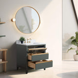 Vanity Art 30 in. W x 22 in. D x 34 in. H Single Sink Bathroom Vanity in Vintage Green with Engineered Marble Top