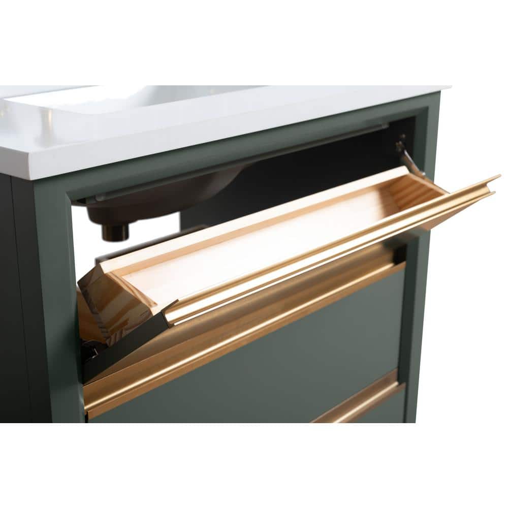 Vanity Art 30 in. W x 22 in. D x 34 in. H Single Sink Bathroom Vanity in Vintage Green with Engineered Marble Top
