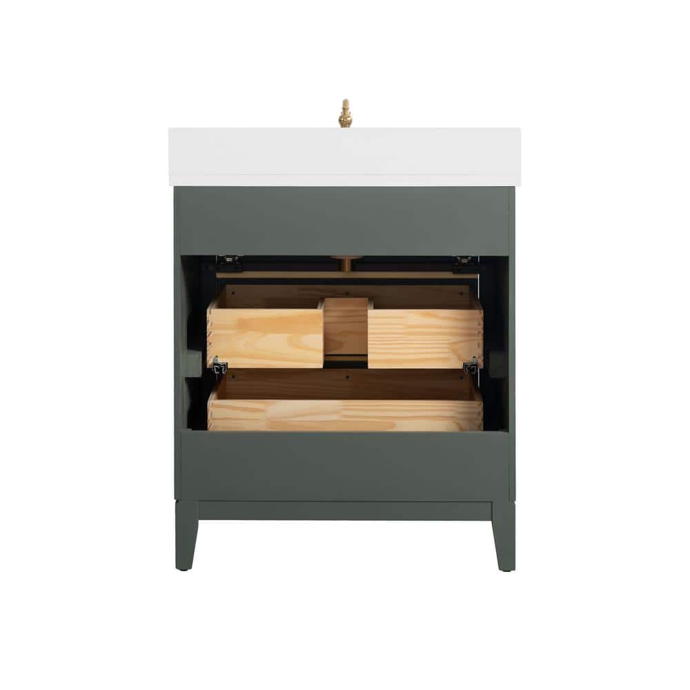Vanity Art 30 in. W x 22 in. D x 34 in. H Single Sink Bathroom Vanity in Vintage Green with Engineered Marble Top