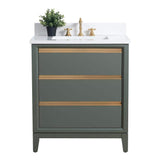 Vanity Art 30 in. W x 22 in. D x 34 in. H Single Sink Bathroom Vanity in Vintage Green with Engineered Marble Top