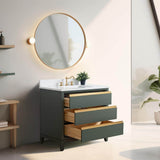 Vanity Art 36 in. W x 22 in. D x 34 in. H Single Sink Bathroom Vanity in Vintage Green with Engineered Marble Top