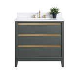 Vanity Art 36 in. W x 22 in. D x 34 in. H Single Sink Bathroom Vanity in Vintage Green with Engineered Marble Top