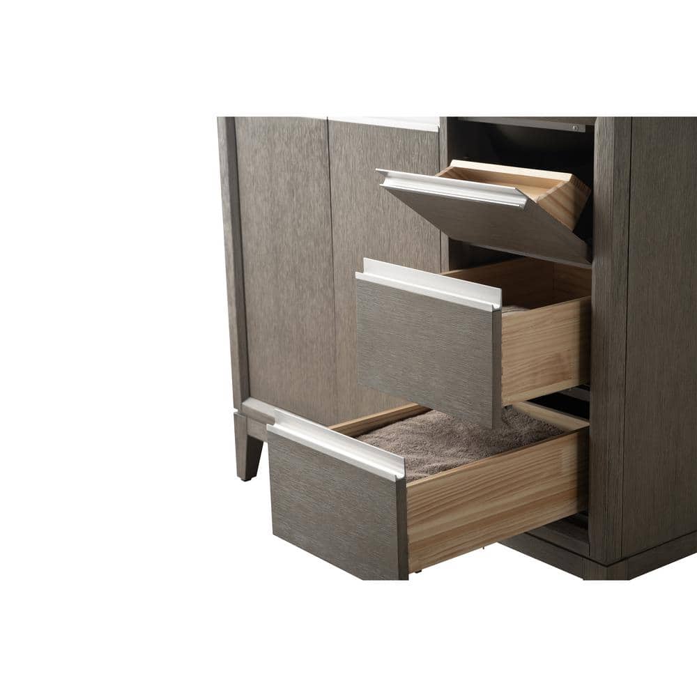 Vanity Art 42 in. W x 22 in. D x 34 in. H Single Sink Bathroom Vanity in Driftwood Gray with Engineered Marble Top