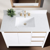 Vanity Art 42 in. W x 22 in. D x 34 in. H Single Sink Bathroom Vanity in White with Engineered Marble Top