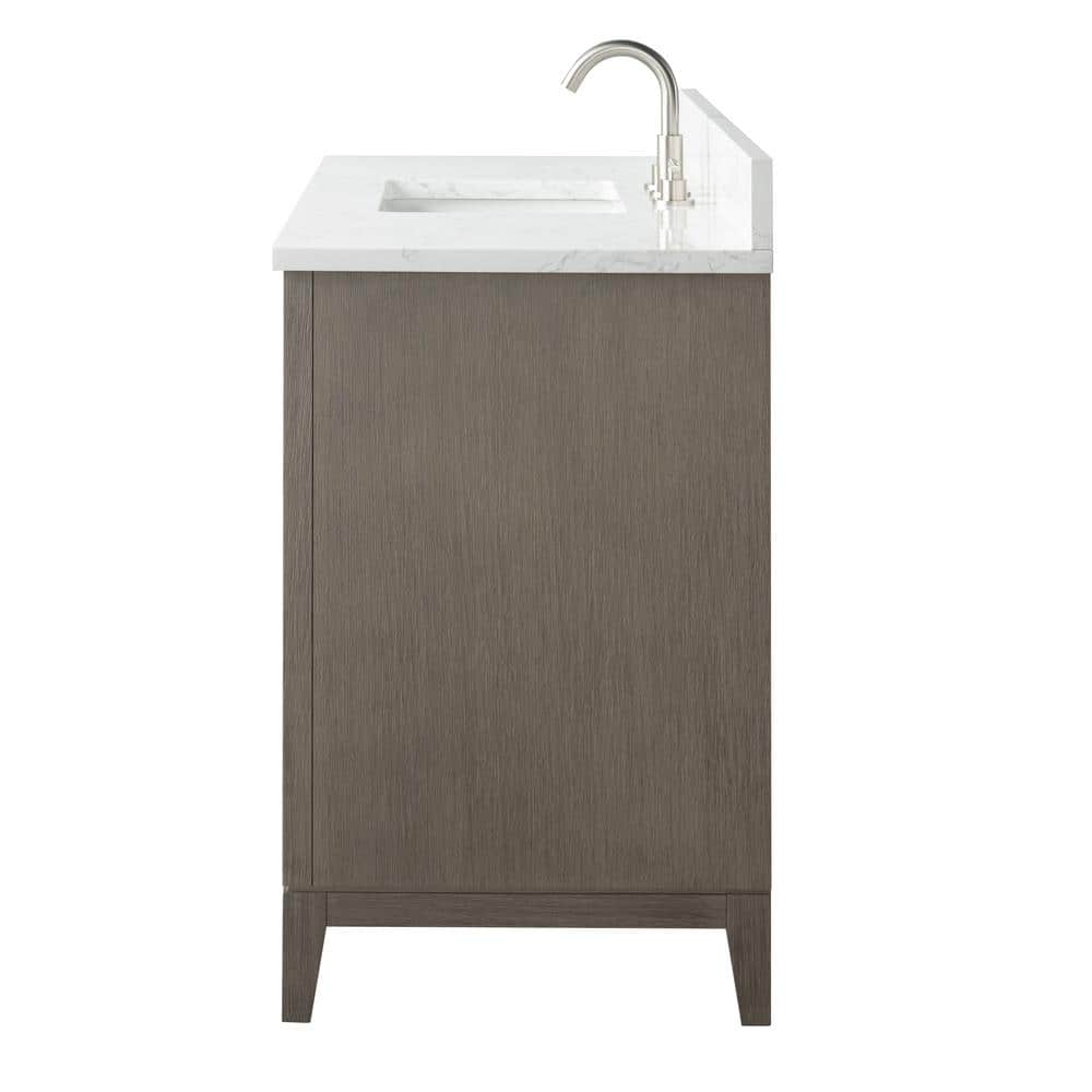 Vanity Art 48 in. W x 22 in. D x 34 in. H Single Sink Bathroom Vanity in Driftwood Gray with Engineered Marble Top