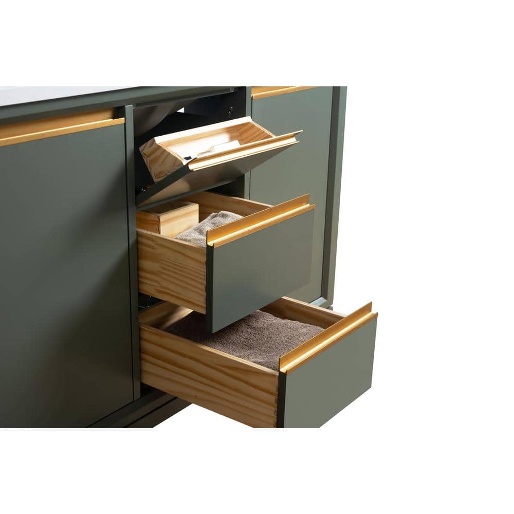 Vanity Art 48 in. W x 22 in. D x 34 in. H Single Sink Bathroom Vanity in Vintage Green with Engineered Marble Top