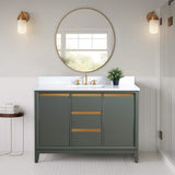 Vanity Art 48 in. W x 22 in. D x 34 in. H Single Sink Bathroom Vanity in Vintage Green with Engineered Marble Top