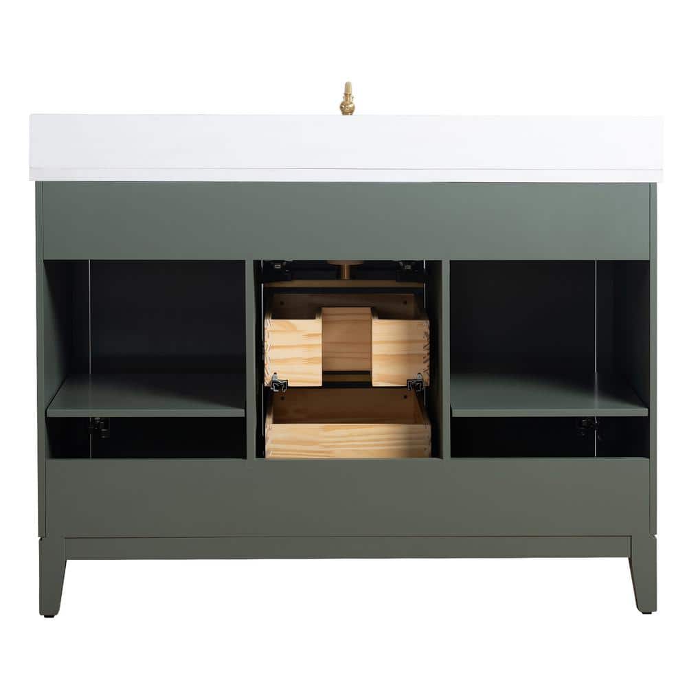 Vanity Art 48 in. W x 22 in. D x 34 in. H Single Sink Bathroom Vanity in Vintage Green with Engineered Marble Top