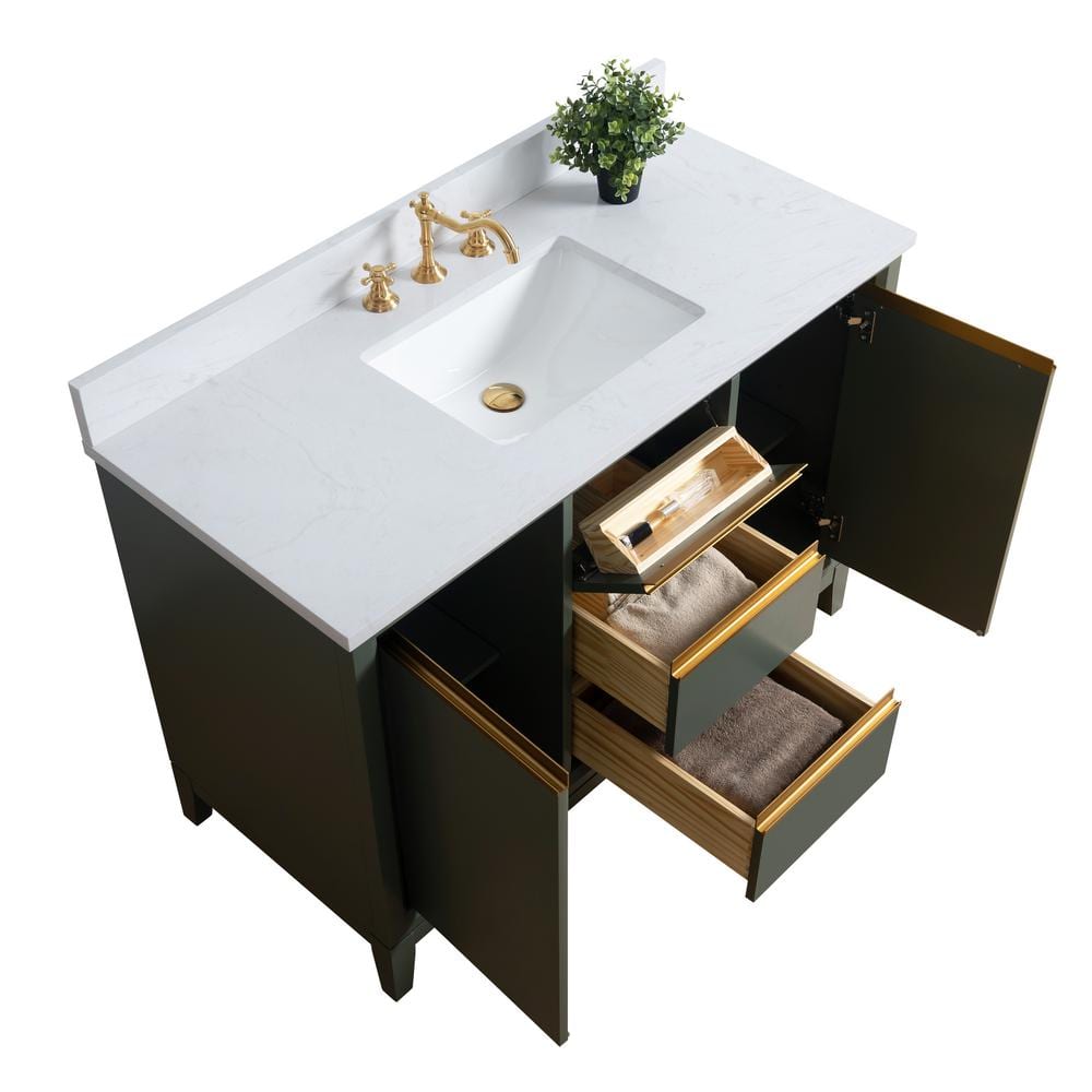 Vanity Art 48 in. W x 22 in. D x 34 in. H Single Sink Bathroom Vanity in Vintage Green with Engineered Marble Top
