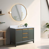 Vanity Art 48 in. W x 22 in. D x 34 in. H Single Sink Bathroom Vanity in Vintage Green with Engineered Marble Top