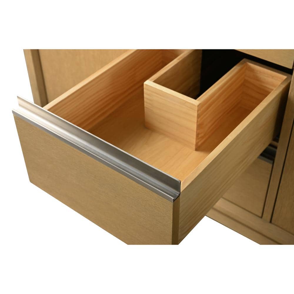 Vanity Art 54 in. W x 22 in. D x 34 in. H Double Sink Bathroom Vanity in Natural Oak with Engineered Marble Top