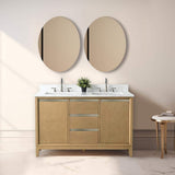 Vanity Art 54 in. W x 22 in. D x 34 in. H Double Sink Bathroom Vanity in Natural Oak with Engineered Marble Top