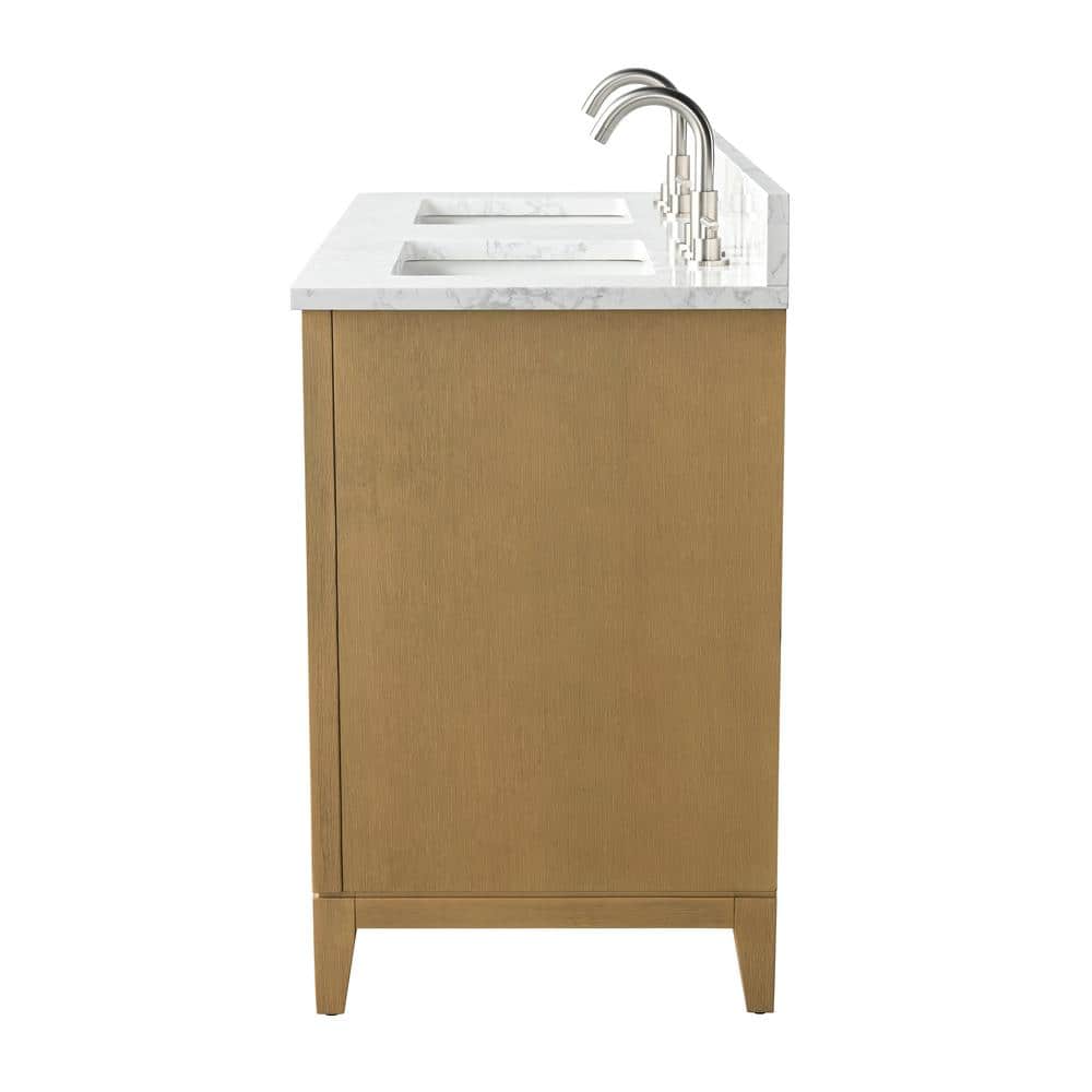 Vanity Art 54 in. W x 22 in. D x 34 in. H Double Sink Bathroom Vanity in Natural Oak with Engineered Marble Top
