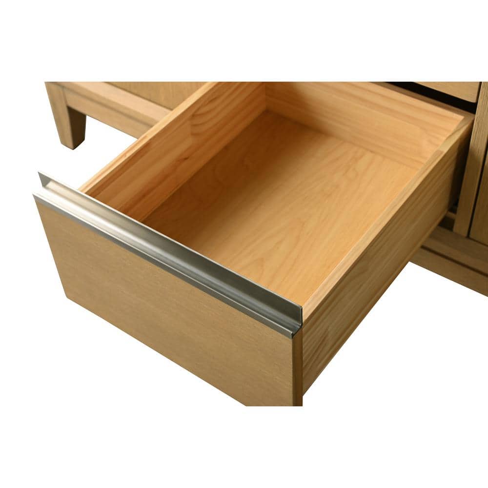 Vanity Art 54 in. W x 22 in. D x 34 in. H Double Sink Bathroom Vanity in Natural Oak with Engineered Marble Top