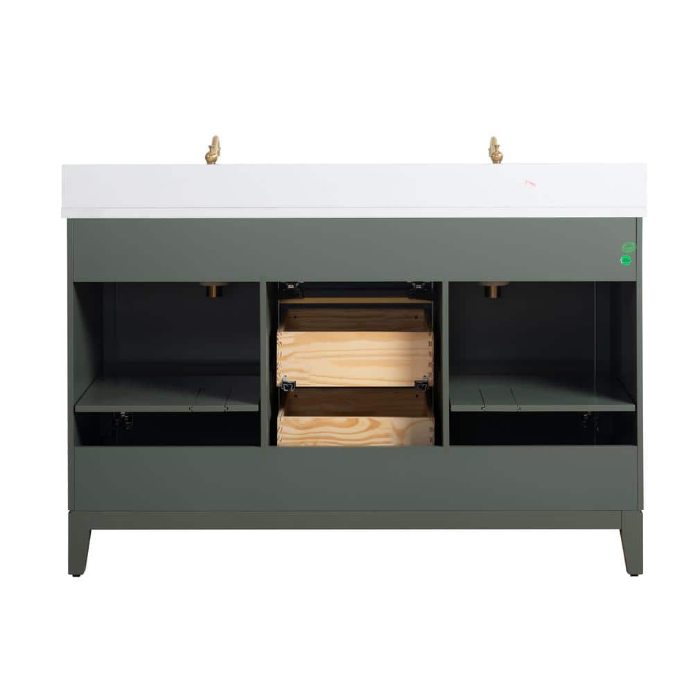 Vanity Art 54 in. W x 22 in. D x 34 in. H Double Sink Bathroom Vanity in Vintage Green with Engineered Marble Top