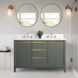 Vanity Art 54 in. W x 22 in. D x 34 in. H Double Sink Bathroom Vanity in Vintage Green with Engineered Marble Top