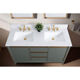 Vanity Art 54 in. W x 22 in. D x 34 in. H Double Sink Bathroom Vanity in Vintage Green with Engineered Marble Top