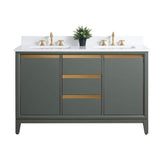 Vanity Art 54 in. W x 22 in. D x 34 in. H Double Sink Bathroom Vanity in Vintage Green with Engineered Marble Top