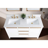 Vanity Art 54 in. W x 22 in. D x 34 in. H Double Sink Bathroom Vanity in White with Engineered Marble Top