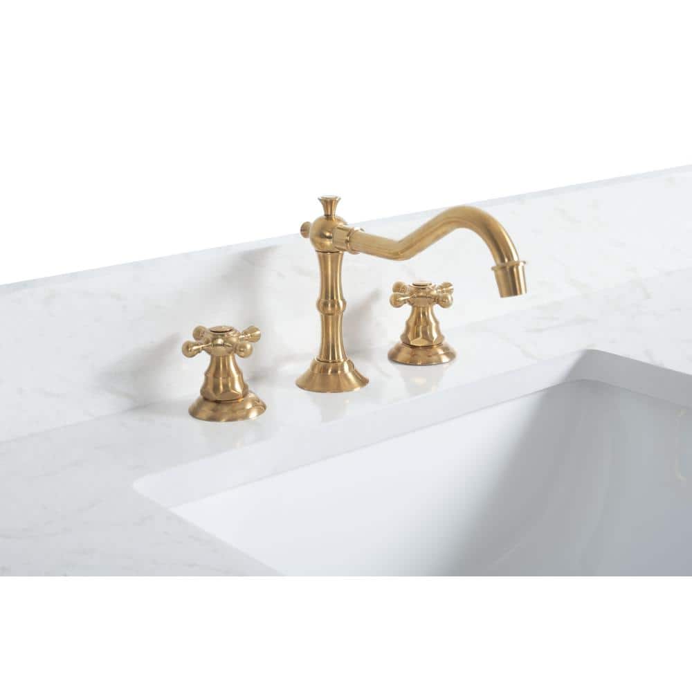 Vanity Art 54 in. W x 22 in. D x 34 in. H Double Sink Bathroom Vanity in White with Engineered Marble Top