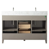 Vanity Art 60 in. W x 22 in. D x 34 in. H Double Sink Bathroom Vanity in Driftwood Gray with Engineered Marble Top