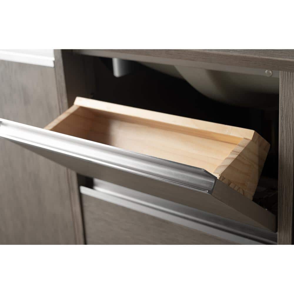 Vanity Art 60 in. W x 22 in. D x 34 in. H Double Sink Bathroom Vanity in Driftwood Gray with Engineered Marble Top