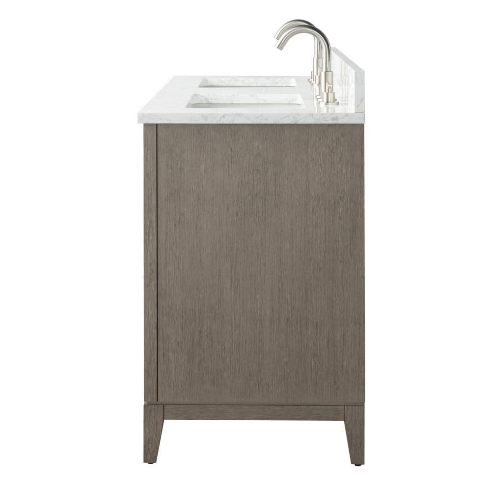Vanity Art 60 in. W x 22 in. D x 34 in. H Double Sink Bathroom Vanity in Driftwood Gray with Engineered Marble Top