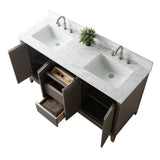 Vanity Art 60 in. W x 22 in. D x 34 in. H Double Sink Bathroom Vanity in Driftwood Gray with Engineered Marble Top