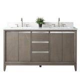 Vanity Art 60 in. W x 22 in. D x 34 in. H Double Sink Bathroom Vanity in Driftwood Gray with Engineered Marble Top