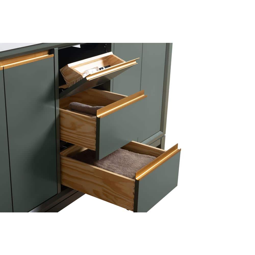 Vanity Art 60 in. W x 22 in. D x 34 in. H Double Sink Bathroom Vanity in Vintage Green with Engineered Marble Top