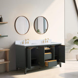 Vanity Art 60 in. W x 22 in. D x 34 in. H Double Sink Bathroom Vanity in Vintage Green with Engineered Marble Top
