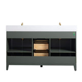 Vanity Art 60 in. W x 22 in. D x 34 in. H Double Sink Bathroom Vanity in Vintage Green with Engineered Marble Top