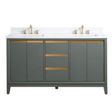 Vanity Art 60 in. W x 22 in. D x 34 in. H Double Sink Bathroom Vanity in Vintage Green with Engineered Marble Top
