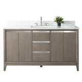 Vanity Art 60 in. W x 22 in. D x 34 in. H Single Sink Bathroom Vanity in Driftwood Gray with Engineered Marble Top